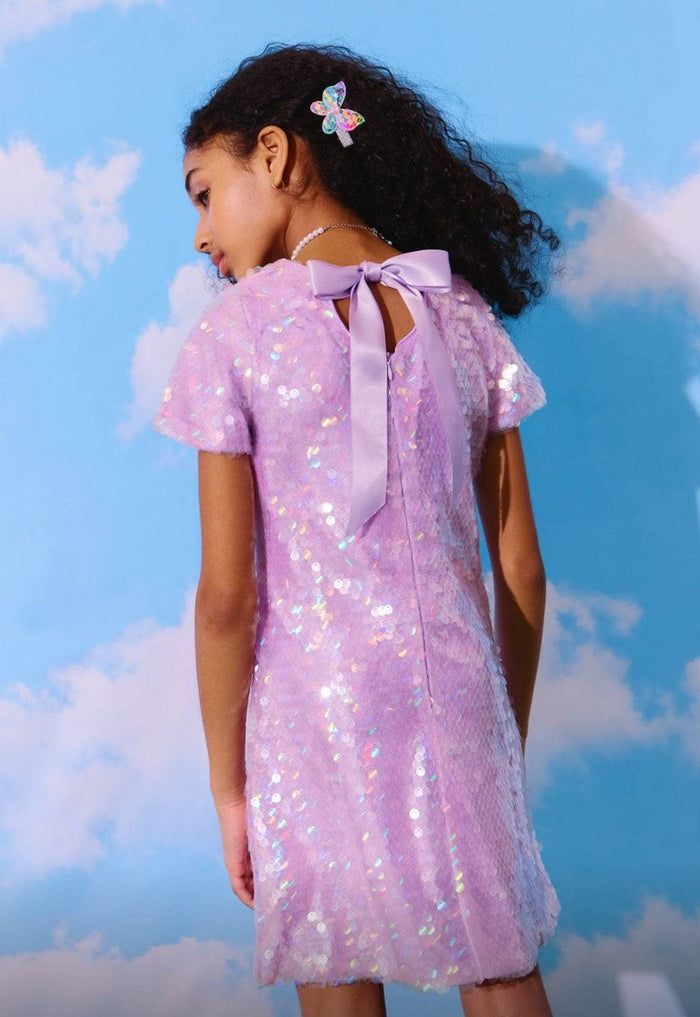 Lavender Sequin Bow Dress
