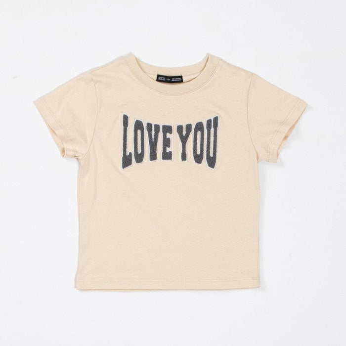 Le La Lo Chenille LOVE YOU Cotton T-Shirt | Child Ivory