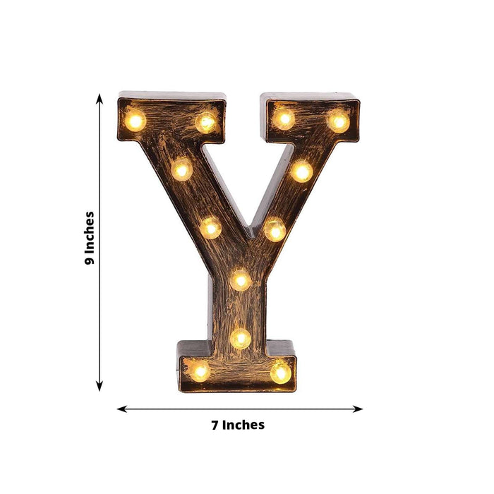 Light-up marquee letter "Y" with bulbs, 9 inches tall and 7 inches wide.