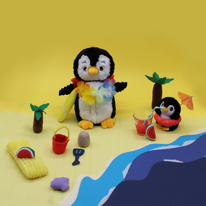 Les Ptipotos Iglou Penguin Plush Toy Mother And Her Mint Green Baby