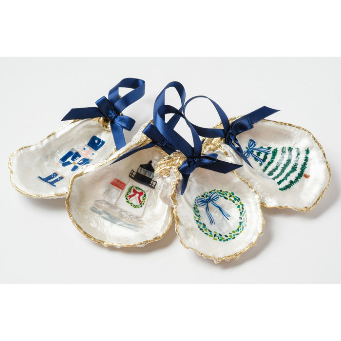 Lighthouse Gilded Oyster Shell Ornament