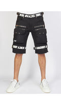 LOCKED & LOADED JEAN SHORT LLTS421102 - BLACK/WHITE