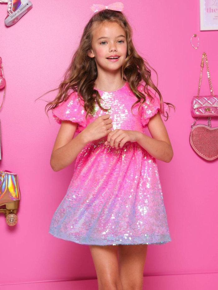 Lola + The Boys Bubble Gum Shimmer Sequin Dress