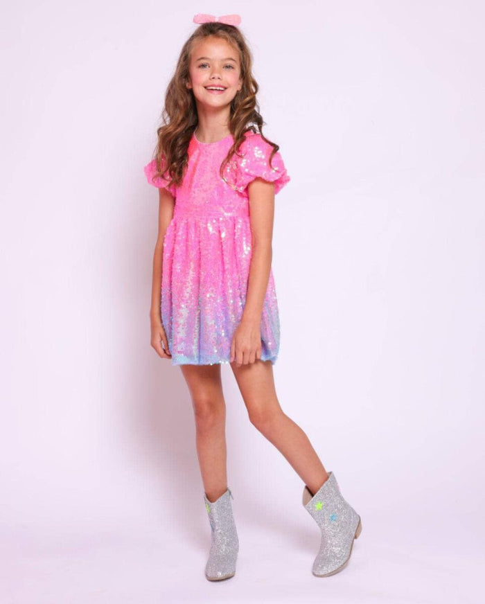 Lola + The Boys Bubble Gum Shimmer Sequin Dress
