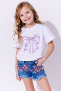 Lola + The Boys Crystal Bow T-Shirt