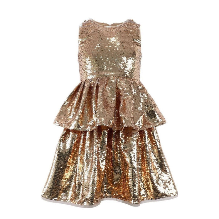 Lola + The Boys Golden Sequin Tier Dress