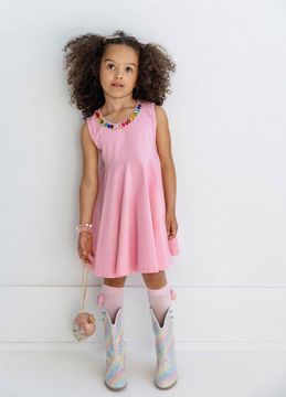 Lola + The Boys Pink Rainbow Gems Tank Dress