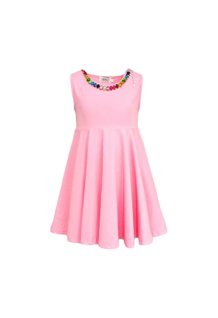Lola + The Boys Pink Rainbow Gems Tank Dress