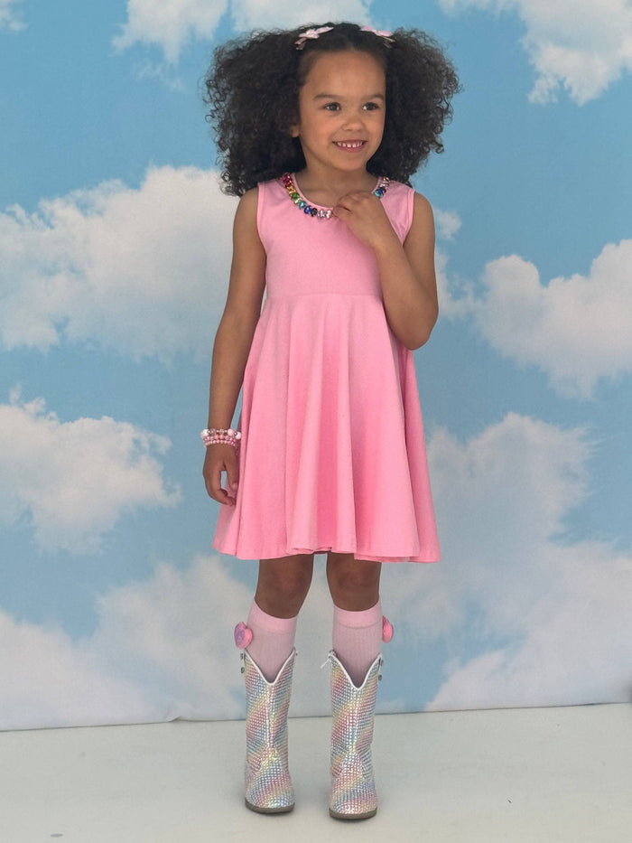 Lola + The Boys Pink Rainbow Gems Tank Dress