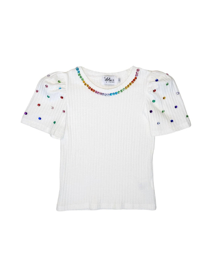 Lola + The Boys Queen Gem Short Sleeve White Tee