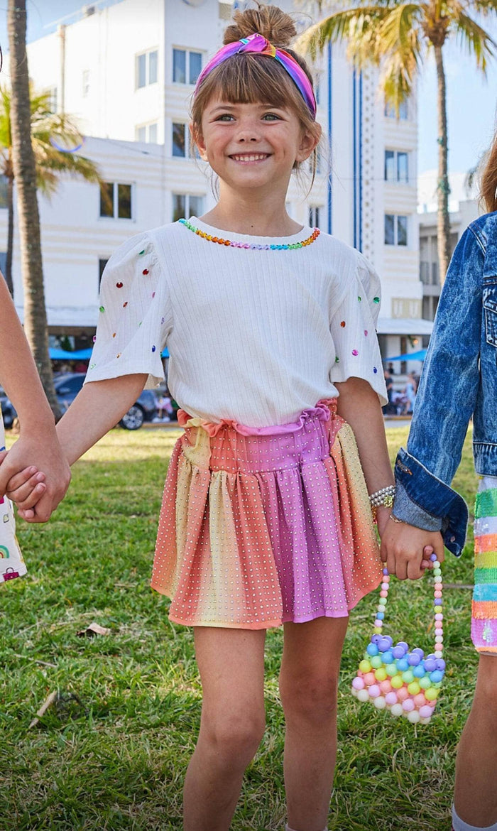 Lola + The Boys Queen Gem Short Sleeve White Tee