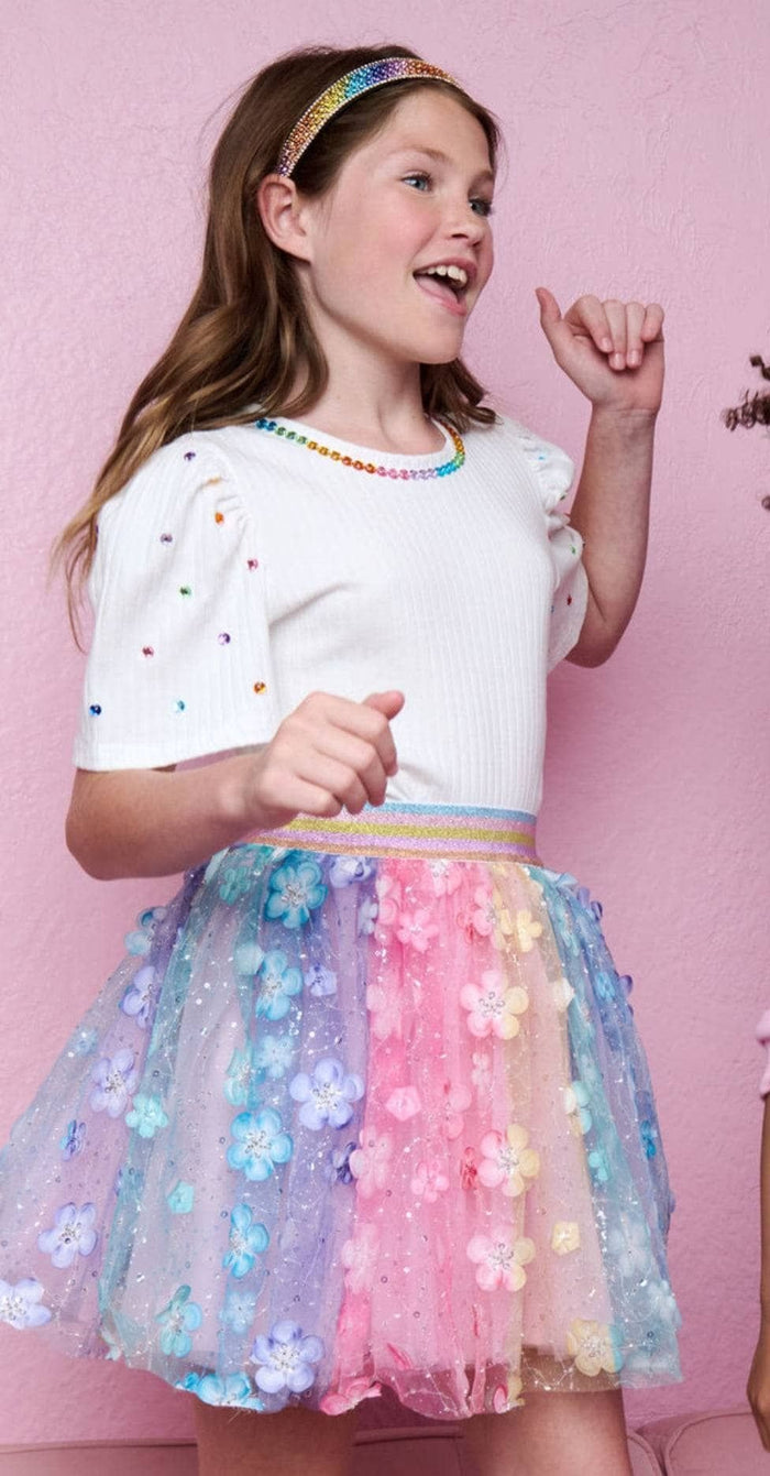 Lola + The Boys Queen Gem Short Sleeve White Tee