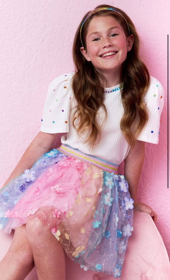 Lola + The Boys Queen Gem Short Sleeve White Tee