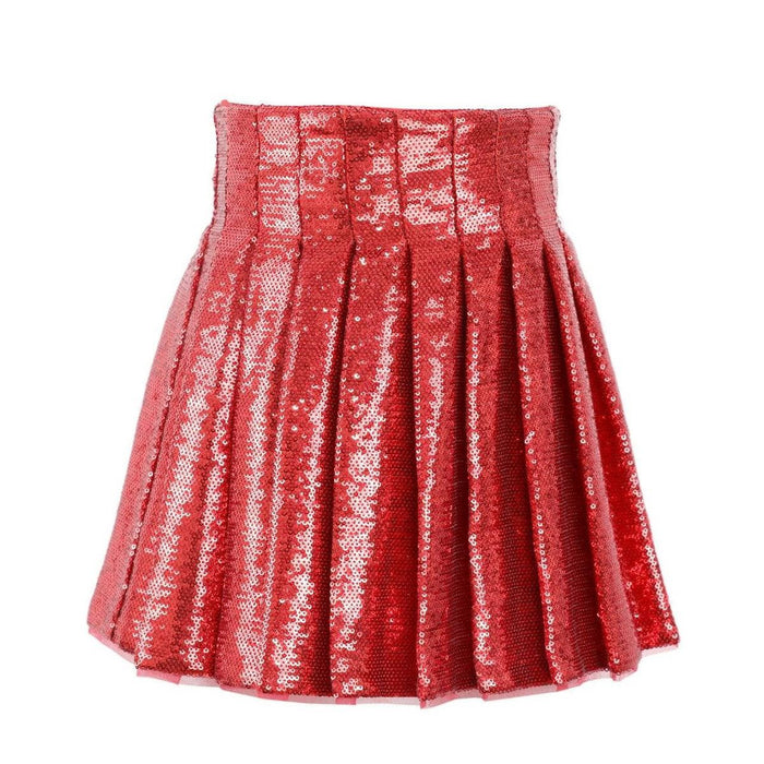 Lola + The Boys Scarlet Pleated Shimmer Skirt