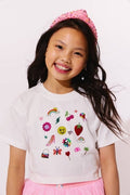 Lola + The Boys Sparkle Doodle Crop T-Shirt