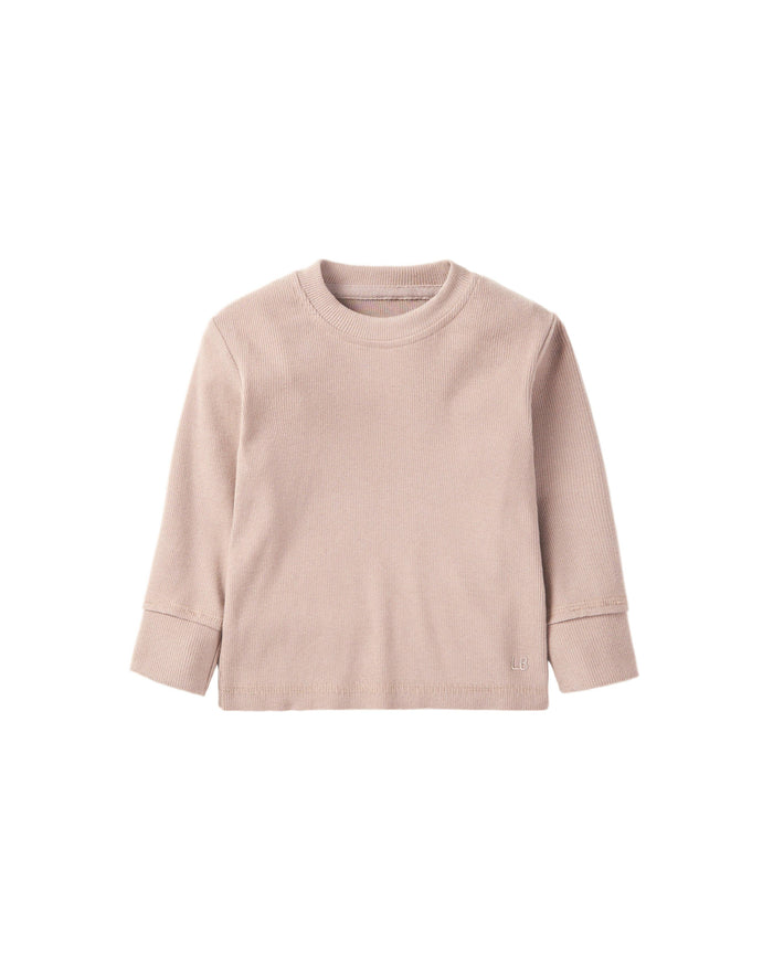 Long Sleeve Ribbed Tee - Mushroom