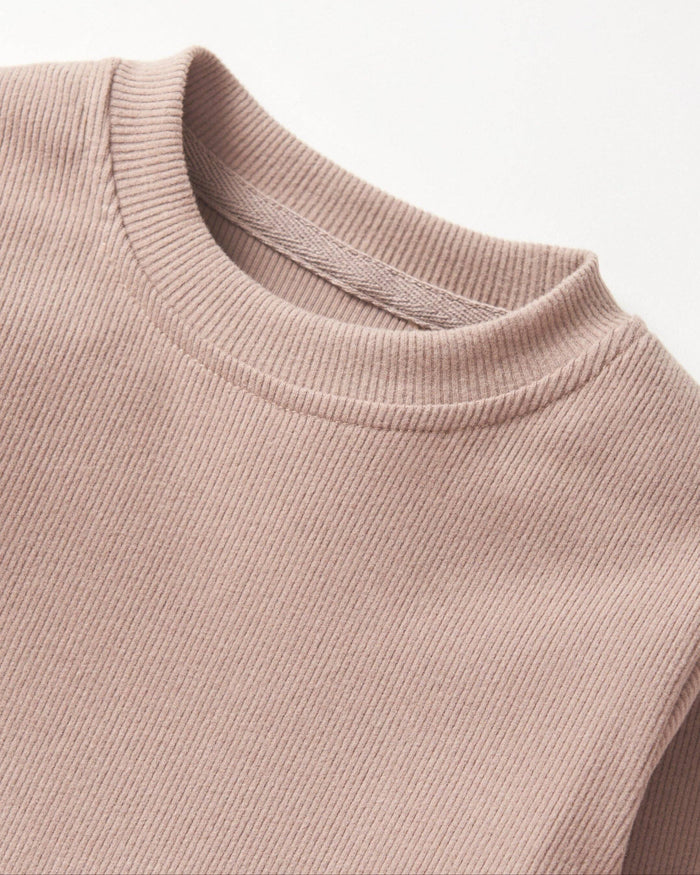 Long Sleeve Ribbed Tee - Mushroom
