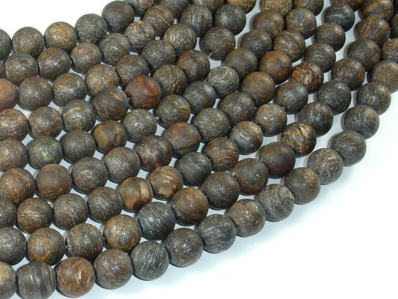 Matte Bronzite Beads, 8mm Round Beads-BeadBasic