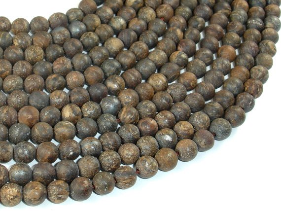 Matte Bronzite Beads, Round, 6mm-BeadBasic