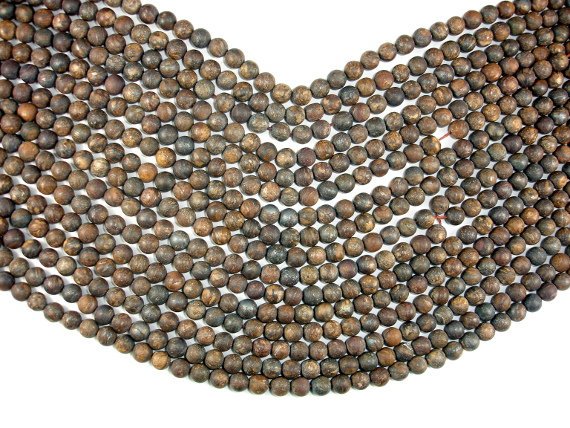 Matte Bronzite Beads, Round, 6mm-BeadBasic