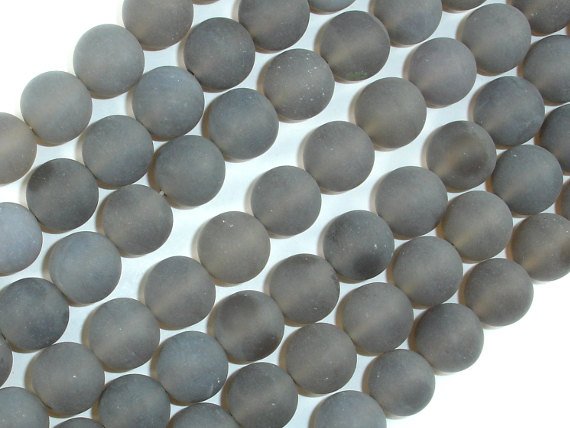 Matte Gray Agate Beads, 10mm Round Beads-BeadBasic
