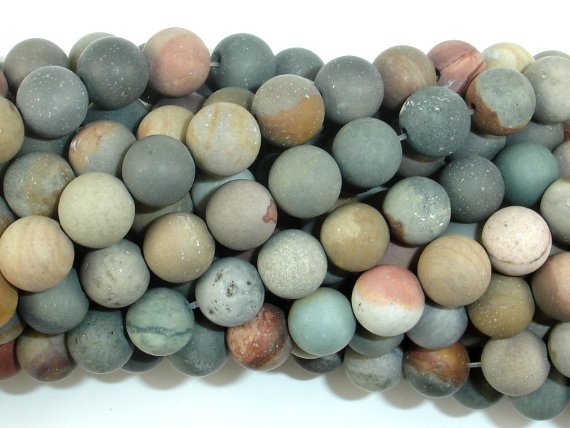 Matte Polychrome Jasper, 8mm Round Beads-BeadBasic