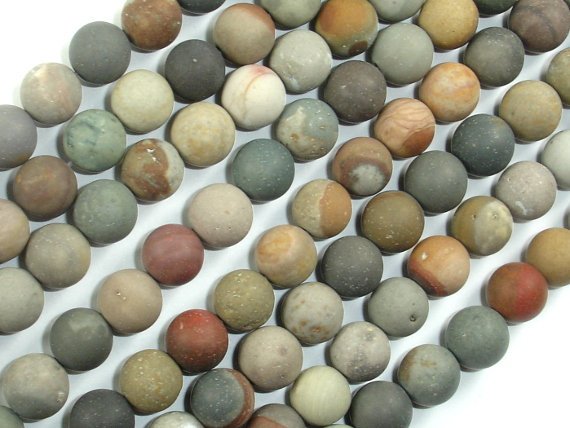 Matte Polychrome Jasper, 8mm Round Beads-BeadBasic