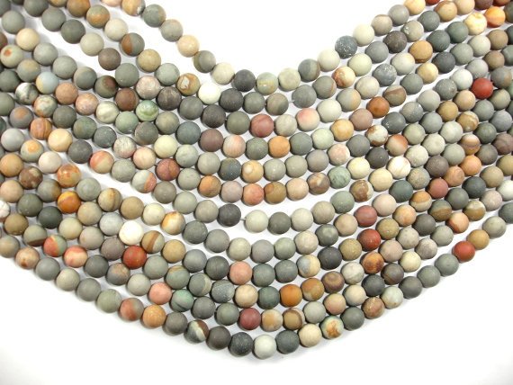 Matte Polychrome Jasper, 8mm Round Beads-BeadBasic