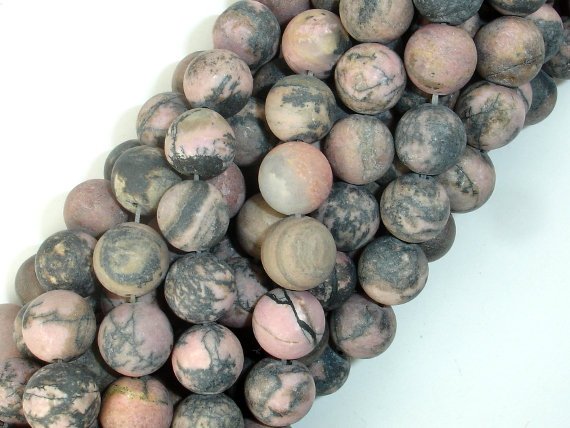 Matte Rhodonite Beads, 10mm, Round Beads-BeadBasic