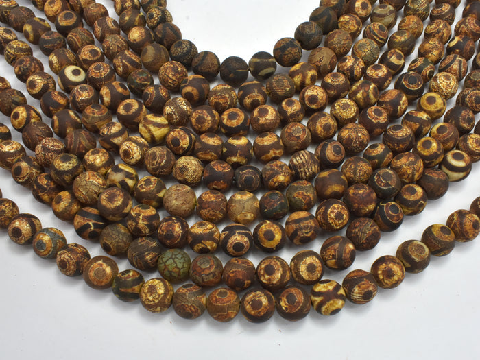 Matte Tibetan Agate Beads, 10mm Round-BeadBasic