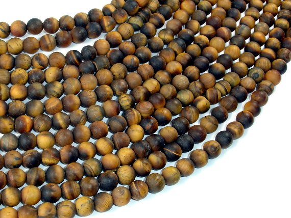 Matte Tiger Eye, 6mm Round Beads-BeadBasic