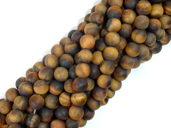 Matte Tiger Eye, 6mm Round Beads-BeadBasic