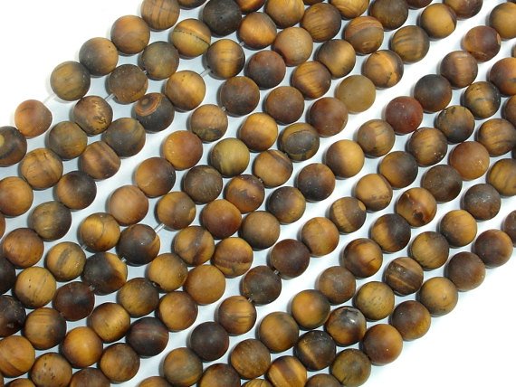 Matte Tiger Eye, 6mm Round Beads-BeadBasic
