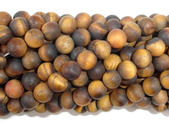 Matte Tiger Eye, 6mm Round Beads-BeadBasic
