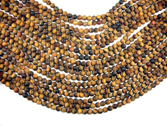 Matte Tiger Eye, 6mm Round Beads-BeadBasic