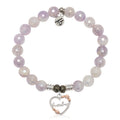 Mauve Jade Gemstone Bracelet with Heart Grandma Sterling Silver Charm