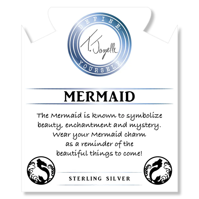 Mauve Jade Stone Bracelet with Mermaid Sterling Silver Charm