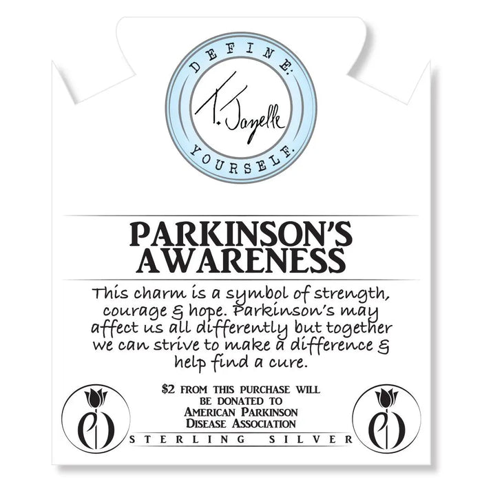 Mauve Jade Stone Bracelet with Parkinson's Awareness Sterling Silver Charm