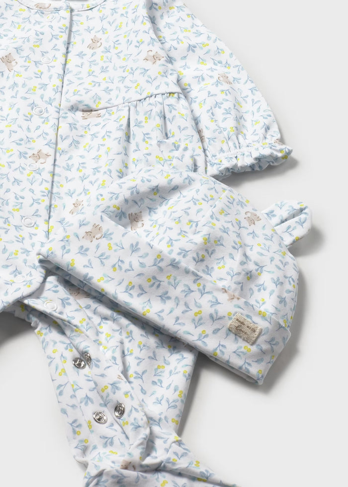Mayoral Newborn Girl One-Piece with Hat Set | Lagoon