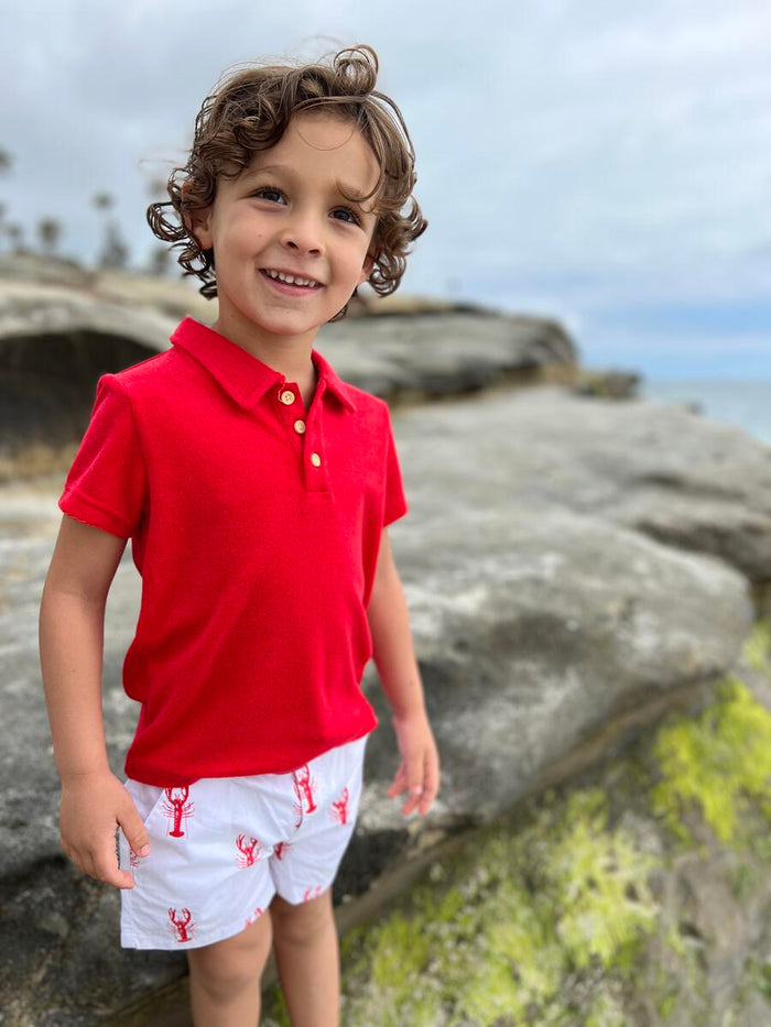 Me & Henry Red Terry Towelling Polo