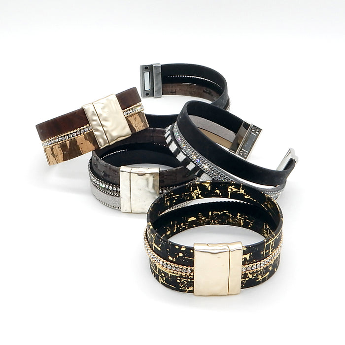 Medium Rhinestone & Cork Bracelet