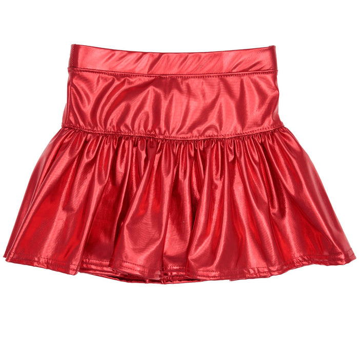 Metallic Gathered Skort Red
