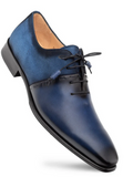 Mezlan Mens Navy Cobalt Lace-up Calfskin Leather Dress Shoes