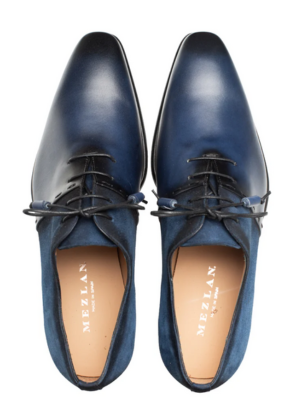 Mezlan Mens Navy Cobalt Lace-up Calfskin Leather Dress Shoes