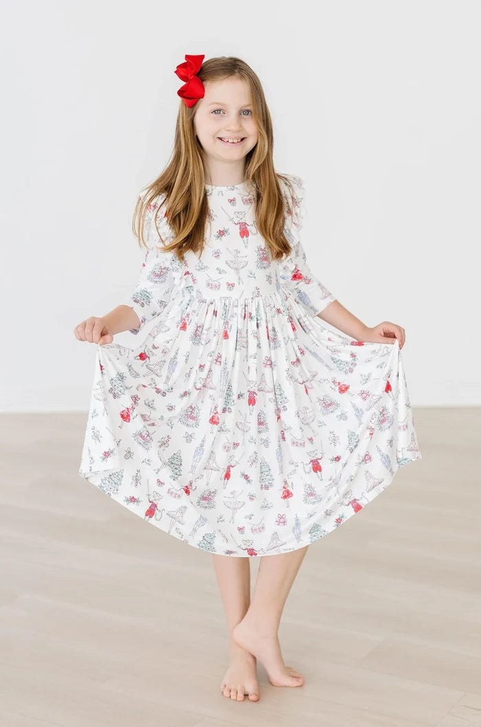 Mila & Rose Clara's Christmas Ruffle Twirl Dress