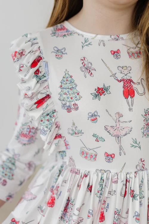 Mila & Rose Clara's Christmas Ruffle Twirl Dress