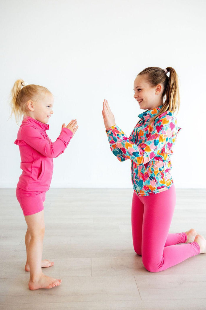 Mila & Rose Fuchsia Flash Full-Zip Ruffle Active Jacket