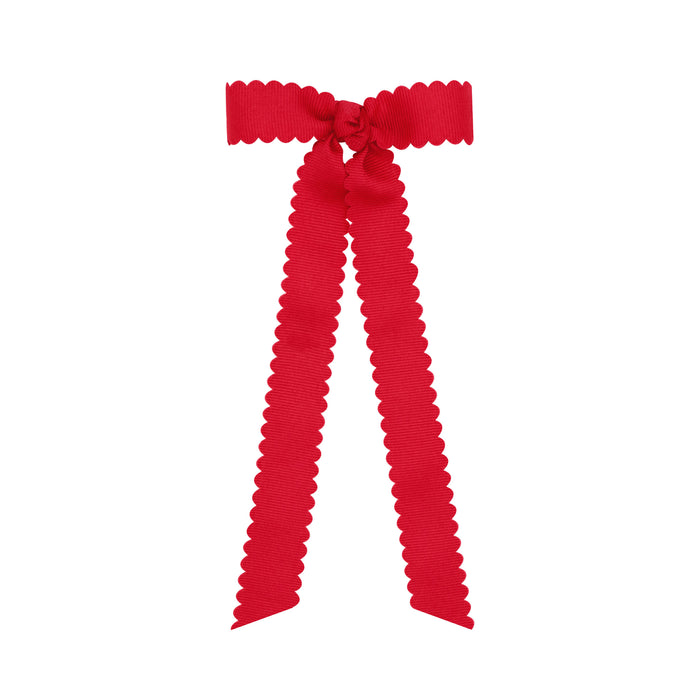 Mini Grosgrain Bowtie with Scalloped Edge and Streamer Tails