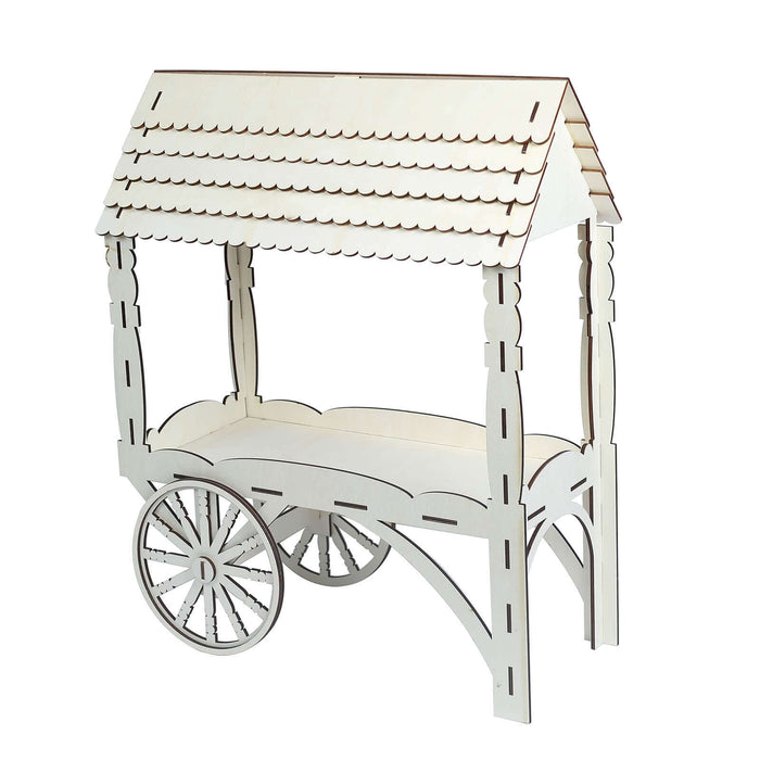 Wooden cart model with scalloped roof and wheel design #whtbkgd