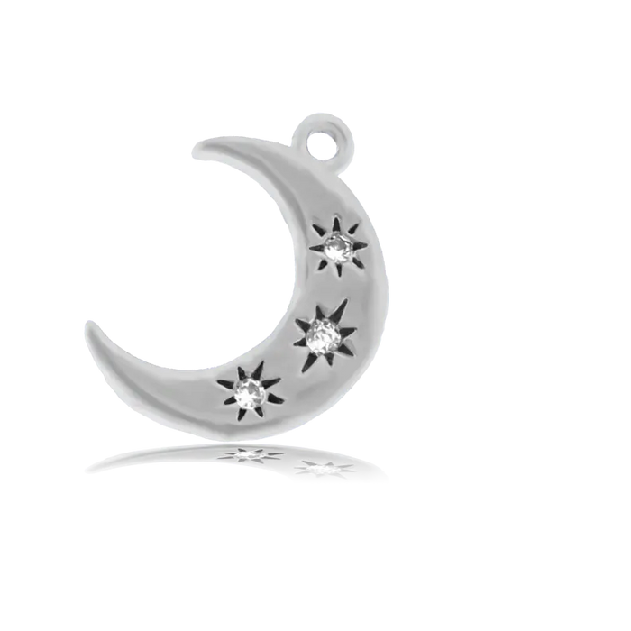 Moonstone Stone Bracelet with Friendship Stars Sterling Silver Charm
